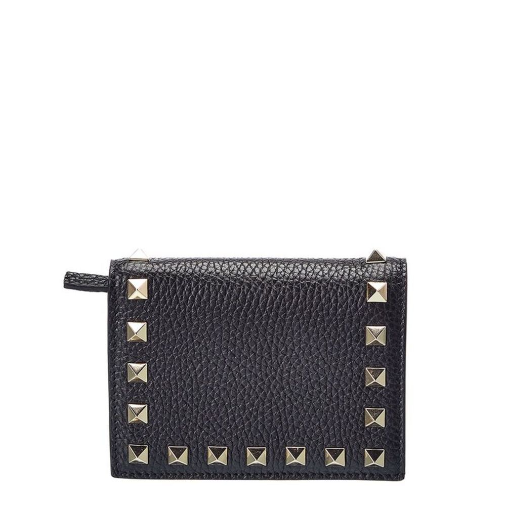 Valentino Rockstud Grainy Leather Card Holder